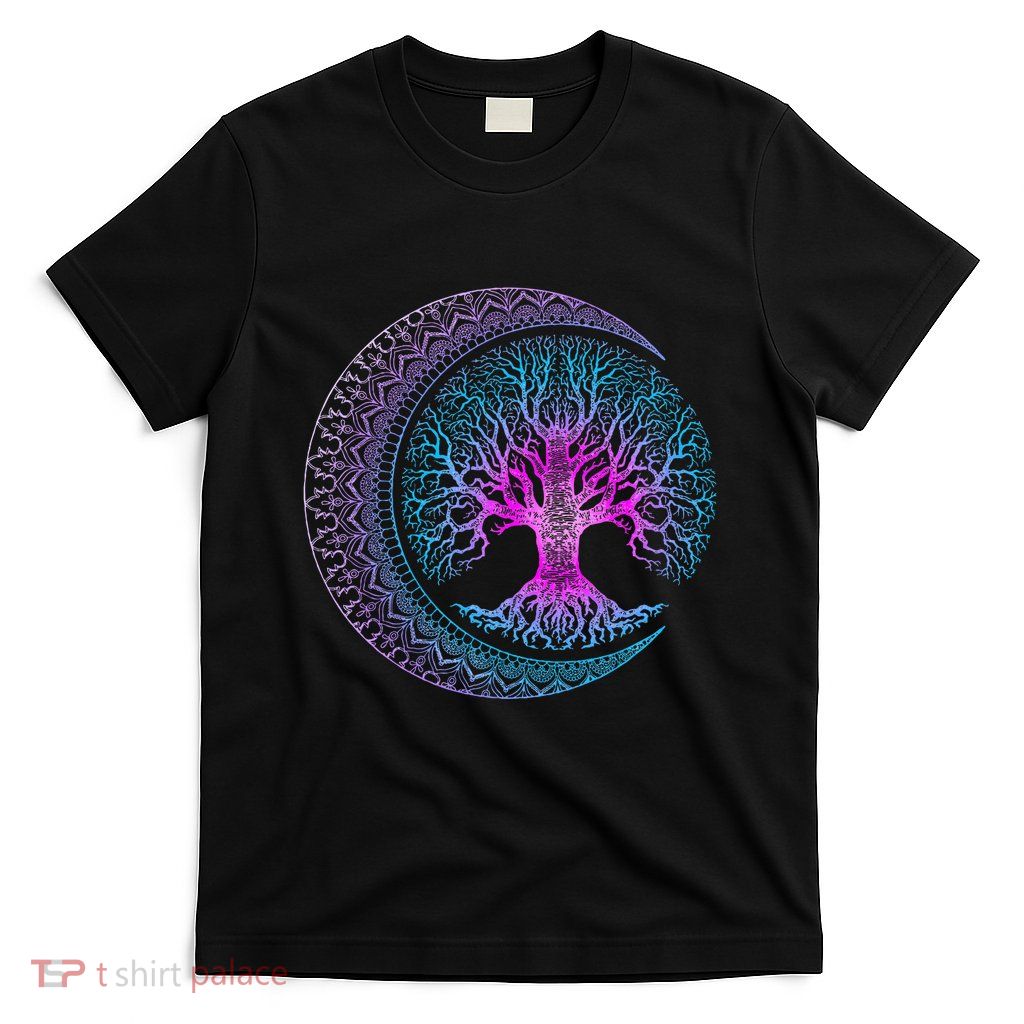 Tree Of Life Cresent Moon Phases Mandala Yoga Gift T-Shirt