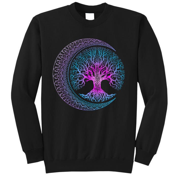 Tree Of Life Cresent Moon Phases Mandala Yoga Gift Tall Sweatshirt