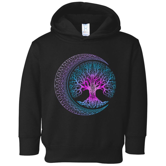 Tree Of Life Cresent Moon Phases Mandala Yoga Gift Toddler Hoodie