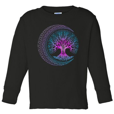 Tree Of Life Cresent Moon Phases Mandala Yoga Gift Toddler Long Sleeve Shirt