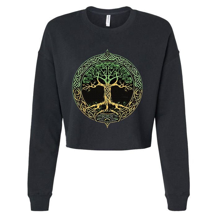 Tree Of Life Yggdrasil Cropped Pullover Crew