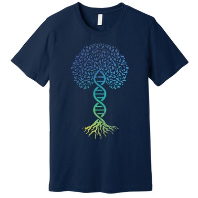 Tree Of Life DNA Science Genetics Earth Day Genealogy Blue Premium T-Shirt