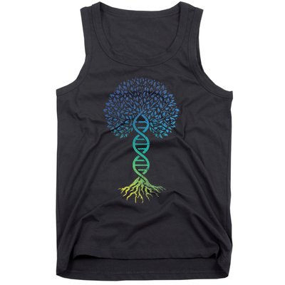 Tree Of Life DNA Science Genetics Earth Day Genealogy Blue Tank Top