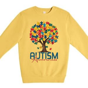 Tree Of Life Autism Awareness Month Funny Asd Supporter Gift Premium Crewneck Sweatshirt