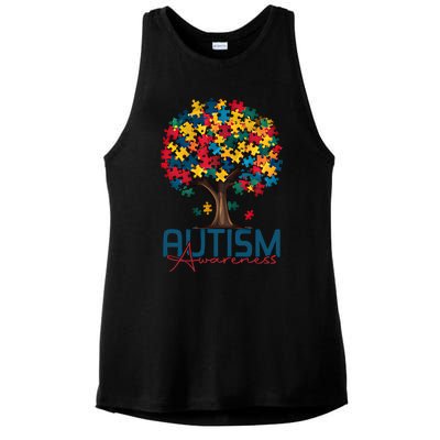 Tree Of Life Autism Awareness Month Funny Asd Supporter Gift Ladies PosiCharge Tri-Blend Wicking Tank