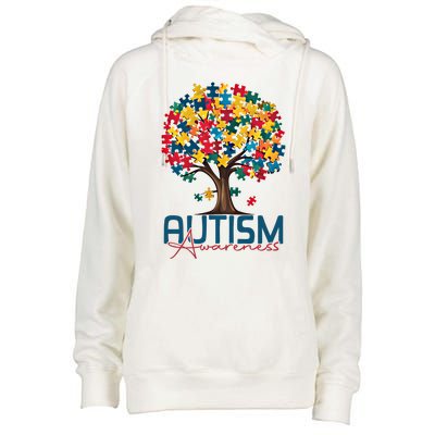 Tree Of Life Autism Awareness Month Funny Asd Supporter Gift Womens Funnel Neck Pullover Hood