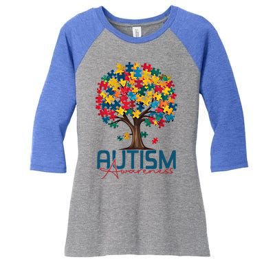 Tree Of Life Autism Awareness Month Funny Asd Supporter Gift Women's Tri-Blend 3/4-Sleeve Raglan Shirt