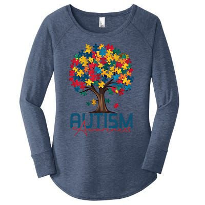 Tree Of Life Autism Awareness Month Funny Asd Supporter Gift Women's Perfect Tri Tunic Long Sleeve Shirt