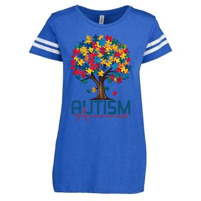 Tree Of Life Autism Awareness Month Funny Asd Supporter Gift Enza Ladies Jersey Football T-Shirt