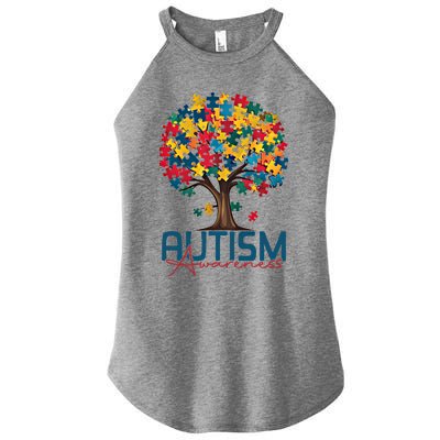 Tree Of Life Autism Awareness Month Funny Asd Supporter Gift Women's Perfect Tri Rocker Tank