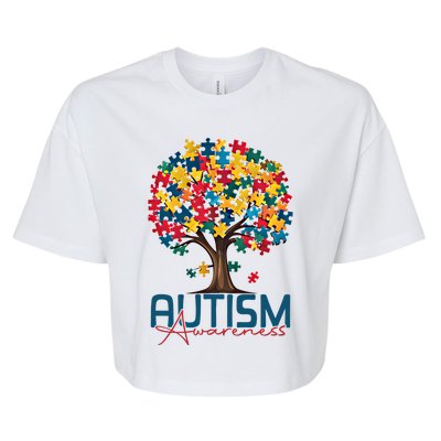 Tree Of Life Autism Awareness Month Funny Asd Supporter Gift Bella+Canvas Jersey Crop Tee