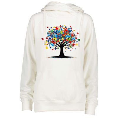 Tree Of Life Autism Awareness Day Autistic Gift Womens Funnel Neck Pullover Hood