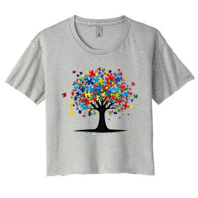 Tree Of Life Autism Awareness Day Autistic Gift Women's Crop Top Tee