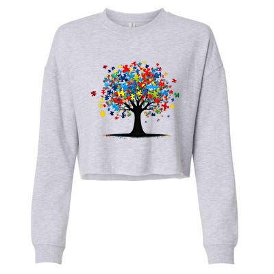 Tree Of Life Autism Awareness Day Autistic Gift Cropped Pullover Crew