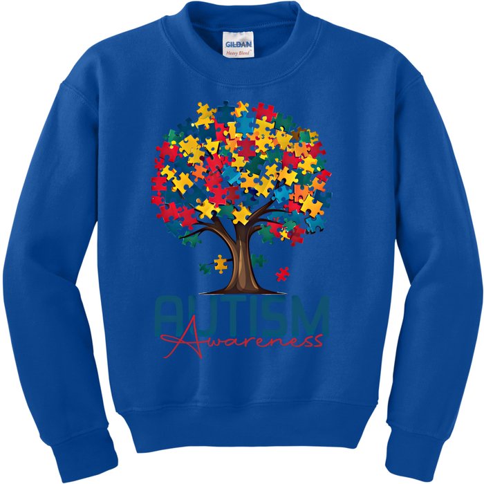 Tree Of Life Autism Awareness Month Funny Asd Supporter Gift Kids Sweatshirt