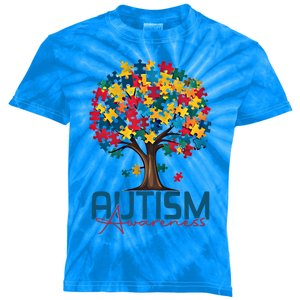 Tree Of Life Autism Awareness Month Funny Asd Supporter Gift Kids Tie-Dye T-Shirt