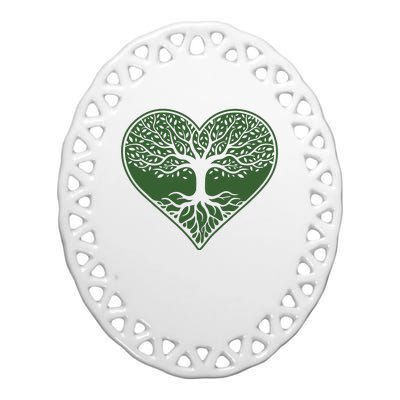 Tree Of Life Heart Nature Ceramic Oval Ornament