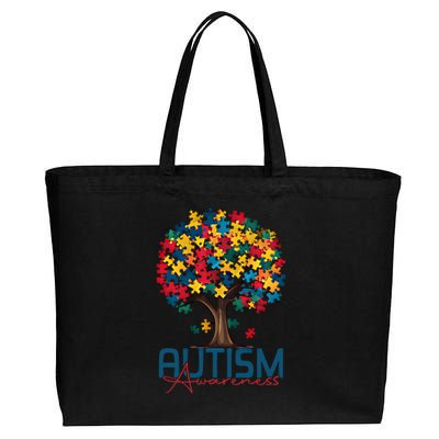 Tree Of Life Autism Awareness Month Funny Asd Supporter Gift Cotton Canvas Jumbo Tote