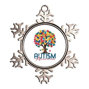 Tree Of Life Autism Awareness Month Funny Asd Supporter Gift Metallic Star Ornament