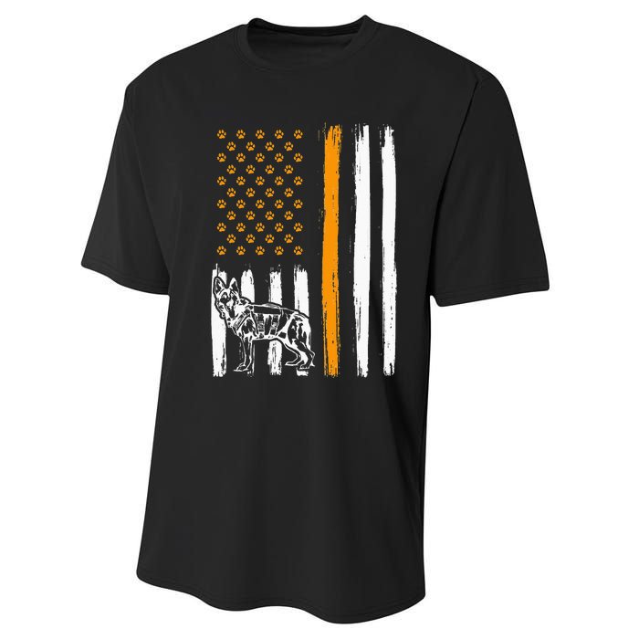 Thin Orange Line Dog Handler SAR K9 Search And Rescue Performance Sprint T-Shirt