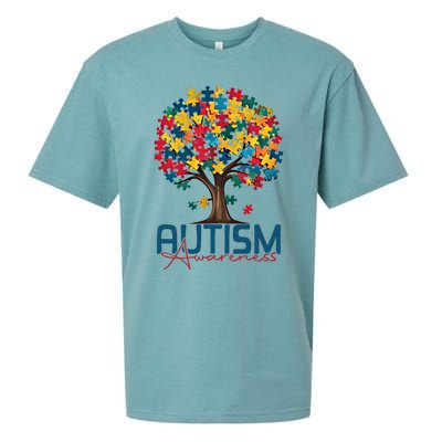 Tree Of Life Autism Awareness Month Funny Asd Supporter Gift Sueded Cloud Jersey T-Shirt