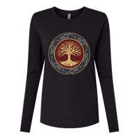 Tree Of Life Viking Celtic Tree Of Life Nordic Design Womens Cotton Relaxed Long Sleeve T-Shirt