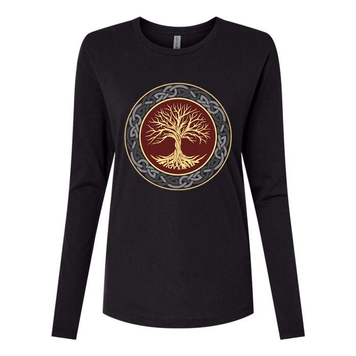 Tree Of Life Viking Celtic Tree Of Life Nordic Design Womens Cotton Relaxed Long Sleeve T-Shirt