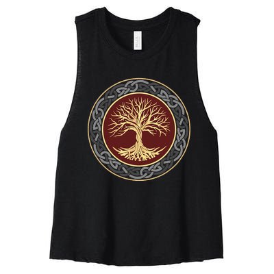 Tree Of Life Viking Celtic Tree Of Life Nordic Design Women's Racerback Cropped Tank