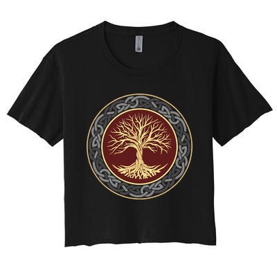 Tree Of Life Viking Celtic Tree Of Life Nordic Design Women's Crop Top Tee