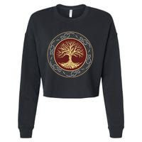 Tree Of Life Viking Celtic Tree Of Life Nordic Design Cropped Pullover Crew