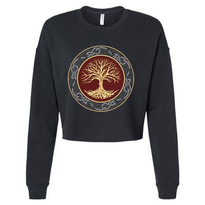 Tree Of Life Viking Celtic Tree Of Life Nordic Design Cropped Pullover Crew