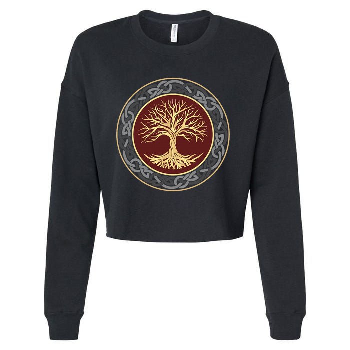 Tree Of Life Viking Celtic Tree Of Life Nordic Design Cropped Pullover Crew