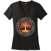 Tree Of Life Viking Celtic Tree Of Life Nordic Design Women's V-Neck T-Shirt