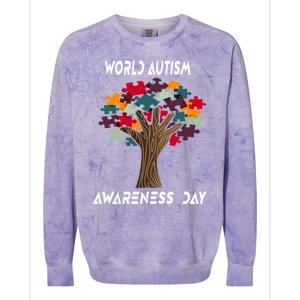 Tree Of Life Autism Awareness Month Funny Asd Supporter Gift Colorblast Crewneck Sweatshirt