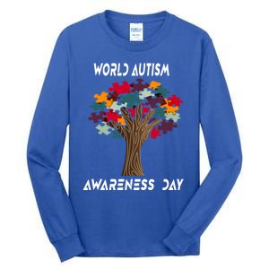 Tree Of Life Autism Awareness Month Funny Asd Supporter Gift Tall Long Sleeve T-Shirt