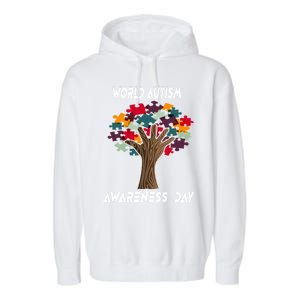 Tree Of Life Autism Awareness Month Funny Asd Supporter Gift Garment-Dyed Fleece Hoodie