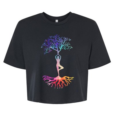 Tree Of Life With Colorful Yoga Bella+Canvas Jersey Crop Tee