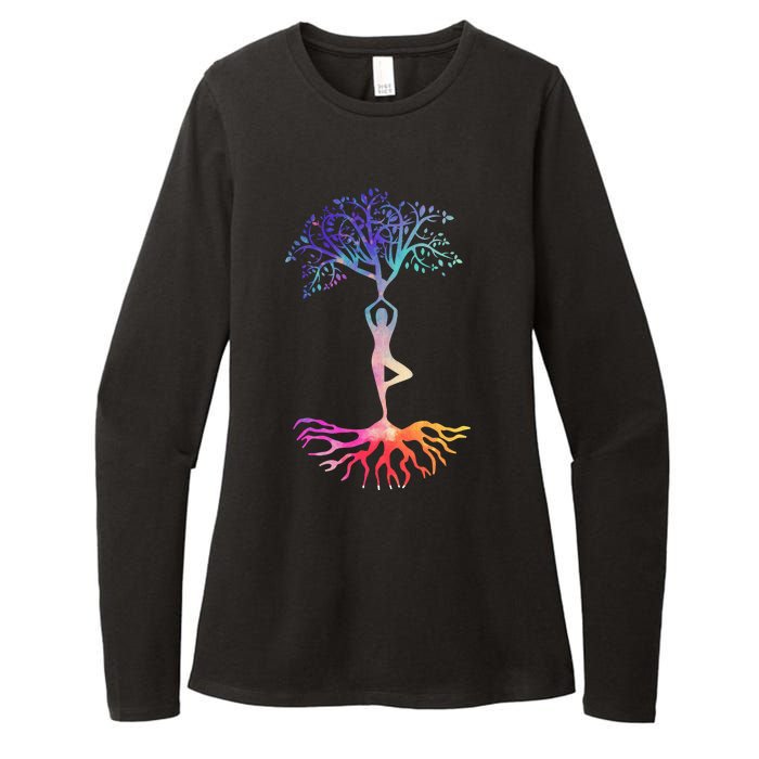 Tree Of Life With Colorful Yoga Womens CVC Long Sleeve Shirt