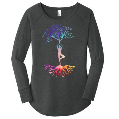 Tree Of Life With Colorful Yoga Women's Perfect Tri Tunic Long Sleeve Shirt