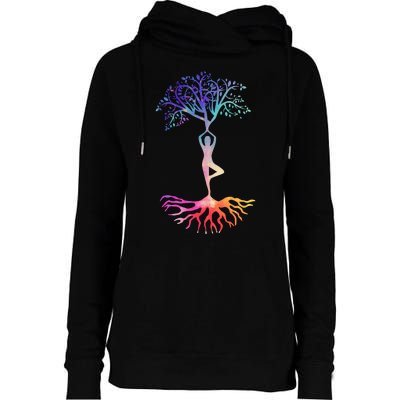 Tree Of Life With Colorful Yoga Womens Funnel Neck Pullover Hood