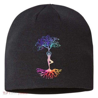 Tree Of Life With Colorful Yoga Sustainable Beanie