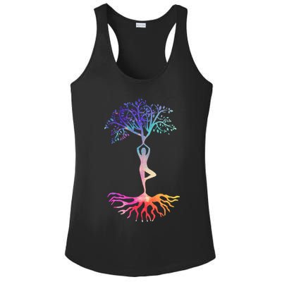 Tree Of Life With Colorful Yoga Ladies PosiCharge Competitor Racerback Tank