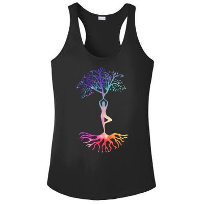 Tree Of Life With Colorful Yoga Ladies PosiCharge Competitor Racerback Tank