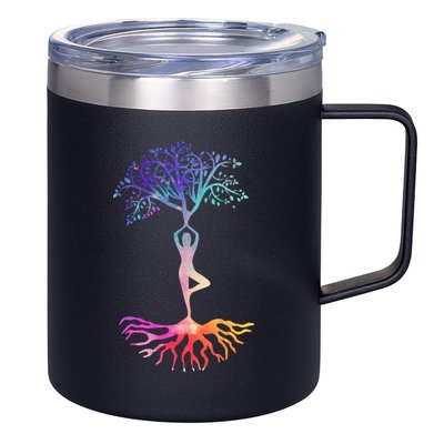 Tree Of Life With Colorful Yoga 12oz Stainless Steel Coffee Mug