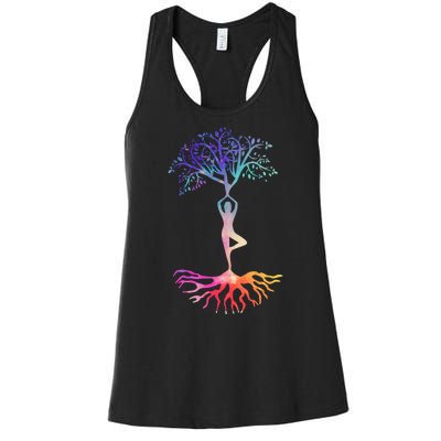 Tree Of Life With Colorful Yoga Women's Racerback Tank