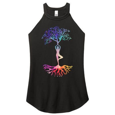 Tree Of Life With Colorful Yoga Women's Perfect Tri Rocker Tank