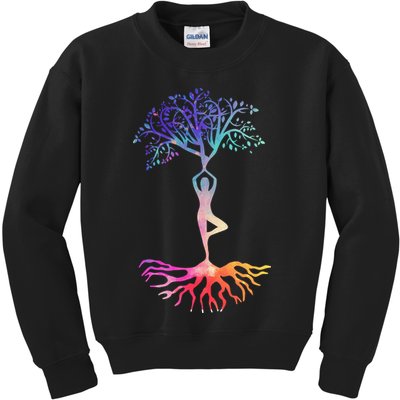Tree Of Life With Colorful Yoga Kids Sweatshirt