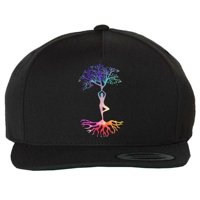 Tree Of Life With Colorful Yoga Wool Snapback Cap