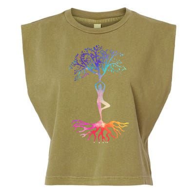 Tree Of Life With Colorful Yoga Garment-Dyed Women's Muscle Tee