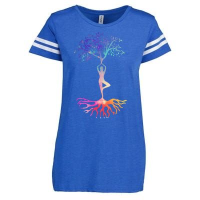 Tree Of Life With Colorful Yoga Enza Ladies Jersey Football T-Shirt